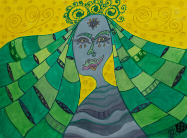 Σχέδιο με τίτλο "Emerald Goddess" από Tamara Morozova, Αυθεντικά έργα τέχνης, Τέμπερα