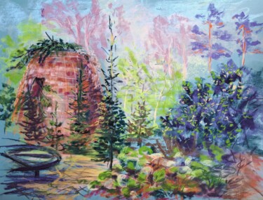 Painting titled "Japanese Garden. Si…" by Julia Albert, Original Artwork, Pastel