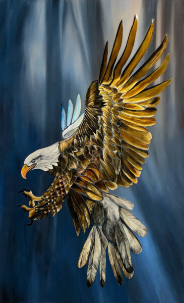 Painting titled "Зеркальная картина…" by Natalia Komar, Original Artwork, Stained glass painting