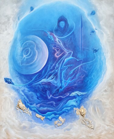 Painting titled "La bénédiction d'At…" by Gabriel Bocquaire, Original Artwork, Acrylic Mounted on Wood Stretcher frame