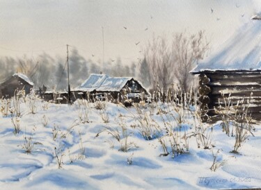 Painting titled "In winter gardens,…" by Natalia Butenko, Original Artwork, Watercolor