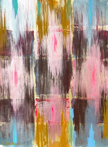 Painting titled "Uzbek fabric Khan-…" by Ekaterina Lukyanova (LukyanovaART), Original Artwork, Acrylic