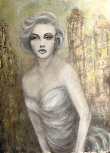 "Marilyn" başlıklı Tablo Electre tarafından, Orijinal sanat, Petrol Ahşap panel üzerine monte edilmiş