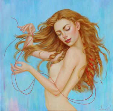 Painting titled "Clotho" by Yana Ros, Original Artwork, Oil