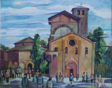 Schilderij getiteld "Bologna San Stefano…" door Sviatlana Danskaya, Origineel Kunstwerk, Aquarel