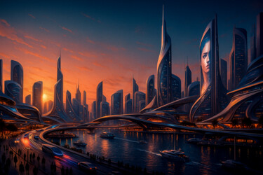 "New York City 2125" başlıklı Dijital Sanat Frederic Bos tarafından, Orijinal sanat, Dijital Fotoğrafçılık