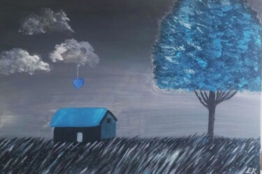 绘画 标题为“BLUE  HAVEN” 由Evgenia Karani, 原创艺术品, 丙烯 安装在木质担架架上