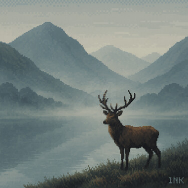 Digital Arts με τίτλο "Highlands Scotland" από Oneink, Αυθεντικά έργα τέχνης, Εικόνα που δημιουργήθηκε με AI