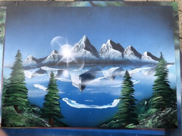 Malerei mit dem Titel "Mirror in the Water" von Shizuki, Original-Kunstwerk, Aerosol