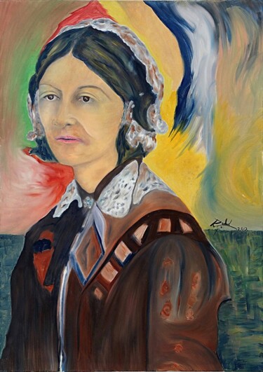 Malerei mit dem Titel "Florence Nightingal…" von Rodolfo V Ortiz, Original-Kunstwerk, Öl