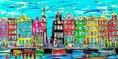 Painting titled "Canal of Amsterdam,…" by Mathias (1975), Original Artwork, Acrylic
