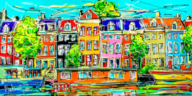 Painting titled "Canal of Amsterdam,…" by Mathias (1975), Original Artwork, Acrylic