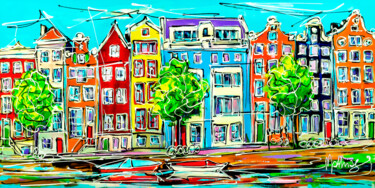 Painting titled "Canal of Amsterdam,…" by Mathias (1975), Original Artwork, Acrylic