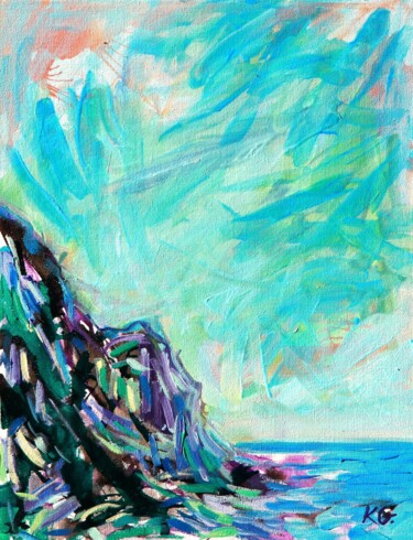 绘画 标题为“The shores of the B…” 由Gábor Kentelki, 原创艺术品, 油 安装在木板上