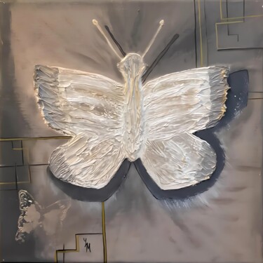 Schilderij getiteld "Butterfly Bronze" door Yuliya Mi, Origineel Kunstwerk, Acryl Gemonteerd op Frame voor houten brancard