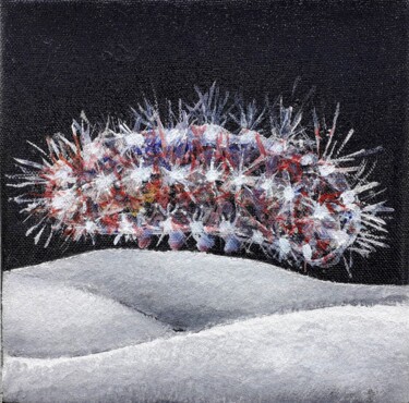 Painting titled "Chenille Psi 82" by Michel Constant, Original Artwork, Acrylic Mounted on Wood Stretcher frame