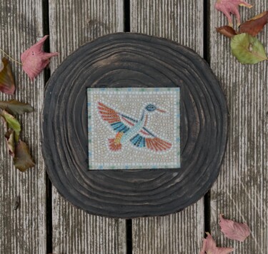 Sculptuur getiteld "The bird" door Mariia Ivanova (Kuvshinova), Origineel Kunstwerk, Mozaïek Gemonteerd op Andere stijve pan…