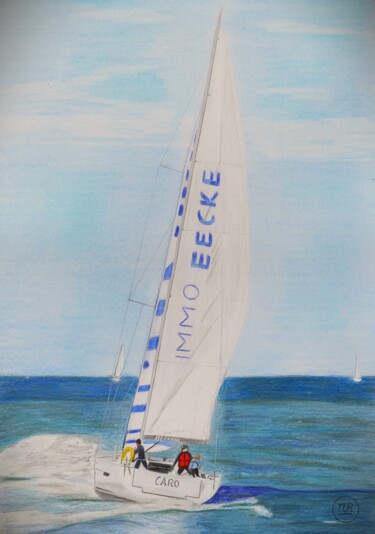 Рисунок под названием "Liberté en mer" - Pierre Bayet, Подлинное произведение искусства, Карандаш