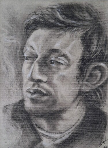 Zeichnungen mit dem Titel "Serge Gainsbourg" von Olena Noizet, Original-Kunstwerk, Pastell