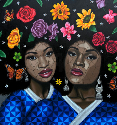 Painting titled "Bond" by Feranmi Oyeleye, Original Artwork, Acrylic