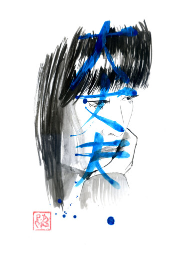 Drawing titled "visage daijobu" by Péchane, Original Artwork, Watercolor