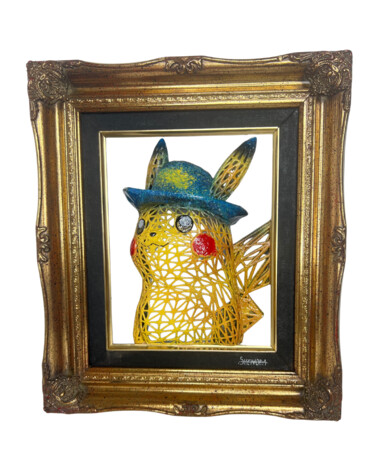 "PIKACHU VAN GOGH NU…" başlıklı Heykel Shenoda tarafından, Orijinal sanat, Aerosol Ahşap Sedye çerçevesi üzerine monte edilm…