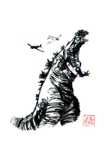 Drawing titled "zero attack 02" by Péchane, Original Artwork, Ink