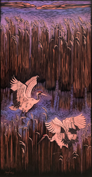 Painting titled "Like Birds in the S…" by Nga Tran, Original Artwork, Oil