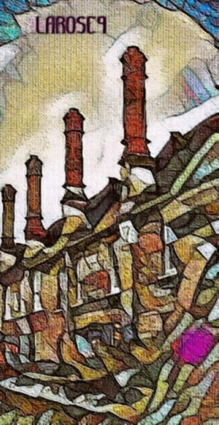 Artes digitais intitulada "La cité industriell…" por Swedy, Obras de arte originais, Pintura digital