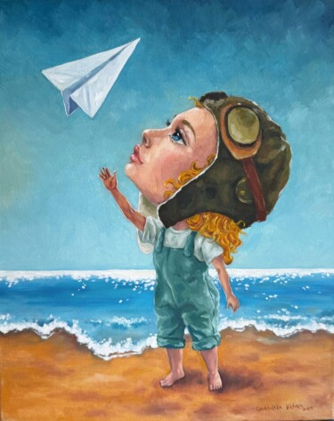 Peinture intitulée "Girl Child with Pap…" par Viktoriia Grokholska, Œuvre d'art originale, Huile