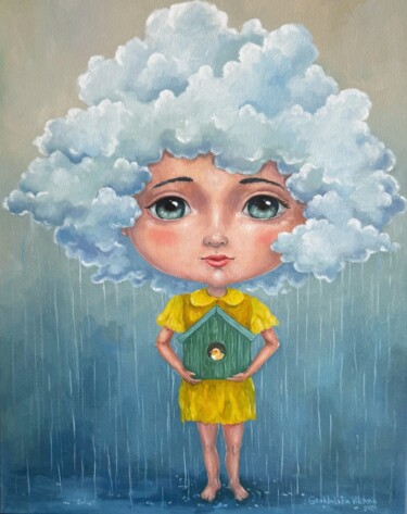 "Girl with Cloud Hai…" başlıklı Tablo Viktoriia Grokholska tarafından, Orijinal sanat, Petrol