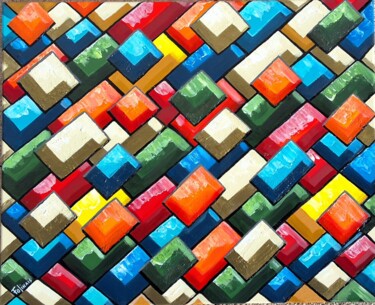 Malerei mit dem Titel "Emaux géométriques" von Janick Folinais, Original-Kunstwerk, Acryl Auf Keilrahmen aus Holz montiert