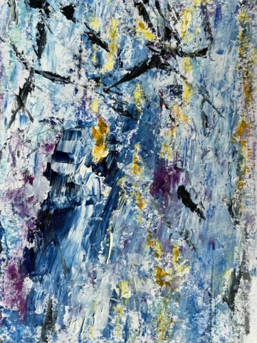 Peinture intitulée "Matin bleu" par Claudine Janel, Œuvre d'art originale, Acrylique Monté sur Carton