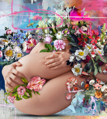 Arte digital titulada "P1NK & 6R33N" por José Luis Guerrero, Obra de arte original, Collages digitales