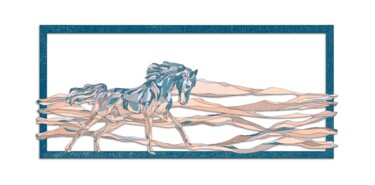 "Horse Desert Run" başlıklı Heykel Arik Tal-Or tarafından, Orijinal sanat, Metaller