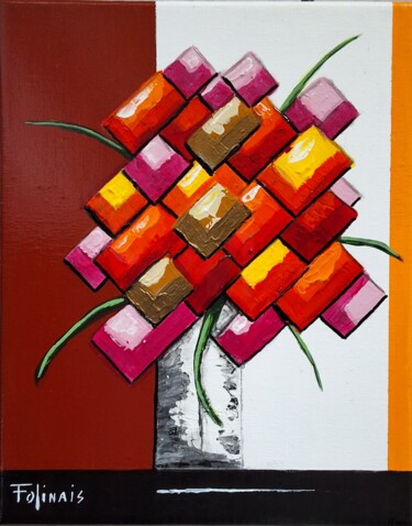 Malerei mit dem Titel "Le bouquet d'Eden" von Janick Folinais, Original-Kunstwerk, Acryl Auf Keilrahmen aus Holz montiert