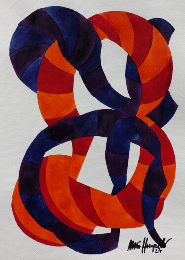 Malerei mit dem Titel "24 / XIX  Kompositi…" von Ulli Heupel, Original-Kunstwerk, Aquarell