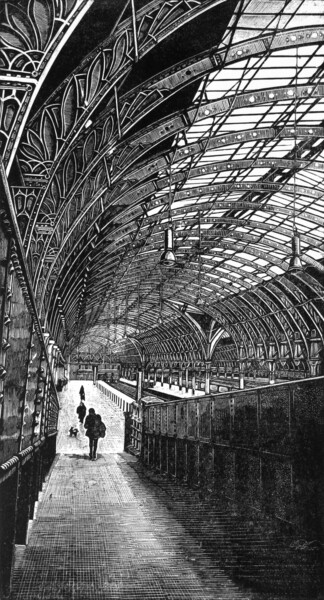 Printmaking titled "Paddington Station…" by Rebecca Coleman Sgfa, Original Artwork, Engraving