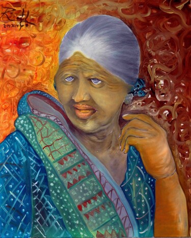 Painting titled "Mujer Sabia (A Wise…" by Rodolfo V Ortiz, Original Artwork, Oil