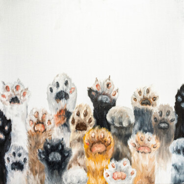 "Paws | Playful Cont…" başlıklı Tablo Victo tarafından, Orijinal sanat, Petrol Ahşap Sedye çerçevesi üzerine monte edilmiş