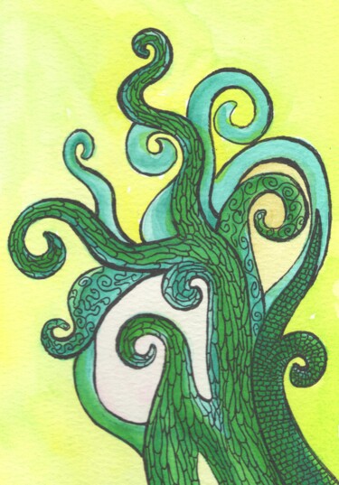Peinture intitulée "Sprouts of Unity" par Diana Nove Lumen, Œuvre d'art originale, Aquarelle