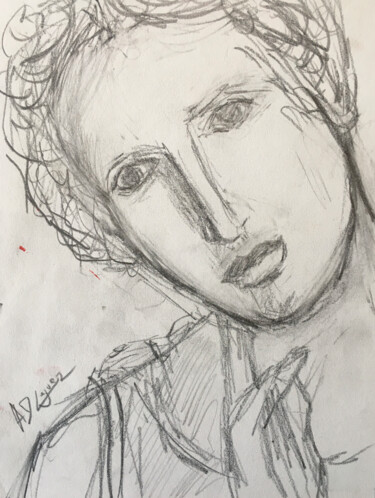 Zeichnungen mit dem Titel "Étude Visage Venus…" von Alexandre David Lejuez, Original-Kunstwerk, Bleistift