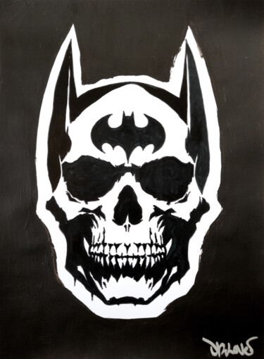 Malerei mit dem Titel "Bat-skull" von Dr. Love, Original-Kunstwerk, Acryl
