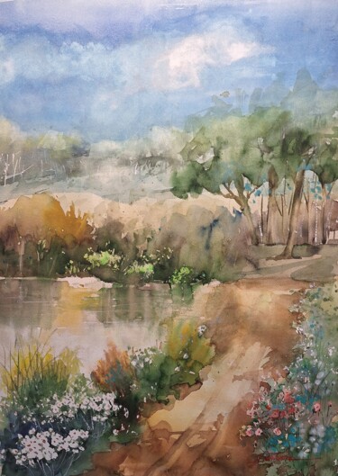 "le marais" başlıklı Tablo Jean Senterre tarafından, Orijinal sanat, Suluboya Karton üzerine monte edilmiş