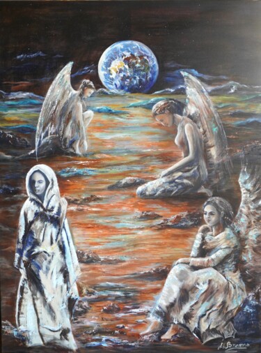Painting titled "Prayer" by Liana Brennan, Original Artwork, Oil