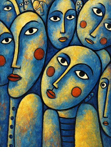 "Foule nocturne" başlıklı Dijital Sanat Pacôme Coquet tarafından, Orijinal sanat, AI tarafından oluşturulan görüntü Alüminyu…