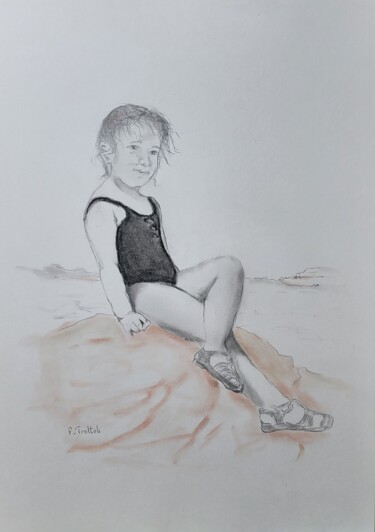 Tekening getiteld "L’éclat tranquille" door Florence Trottoli, Origineel Kunstwerk, Grafiet