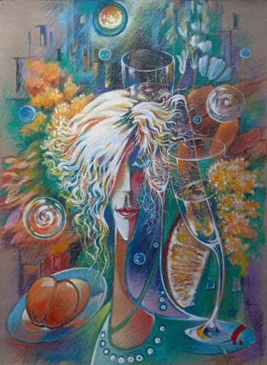 Картина под названием "A sparkling mood" - Uladzimir Skryhanau, Подлинное произведение искусства, Пастель Установлен на Дере…