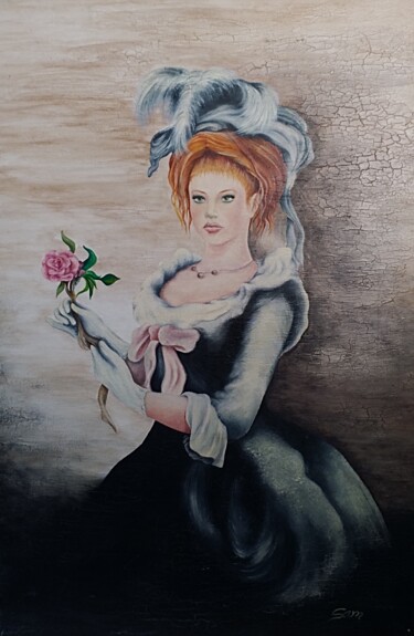 Pintura titulada "Dama briccona" por Artesam, Obra de arte original, Tiza Montado en Bastidor de camilla de madera