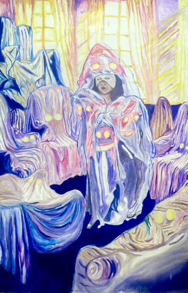 Peinture intitulée "Mon grenier à fantô…" par Alice Goudon, Œuvre d'art originale, Huile